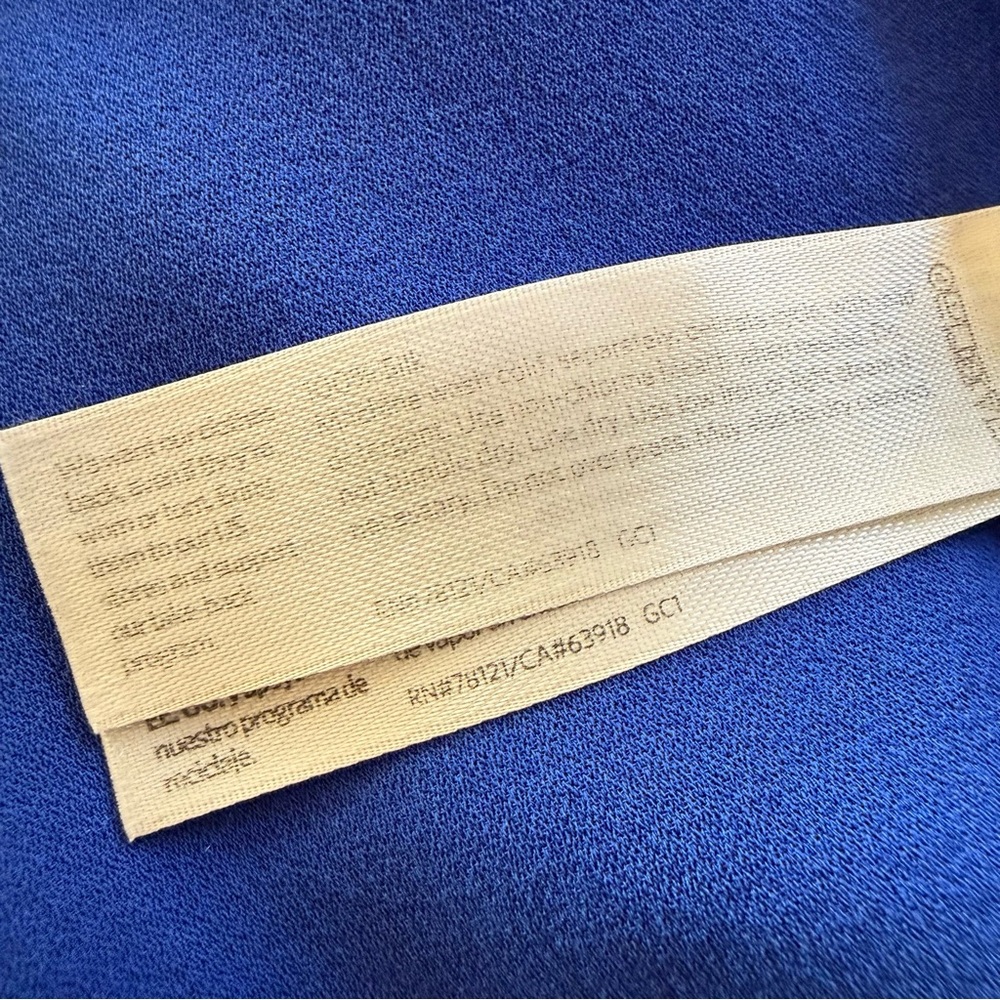 EILEEN FISHER Georgette Royal Blue Silk Midi Shirt Dress Medium - Picture 5 of 5